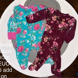 Wonder Nation Floral Footies - Teal and Maroon